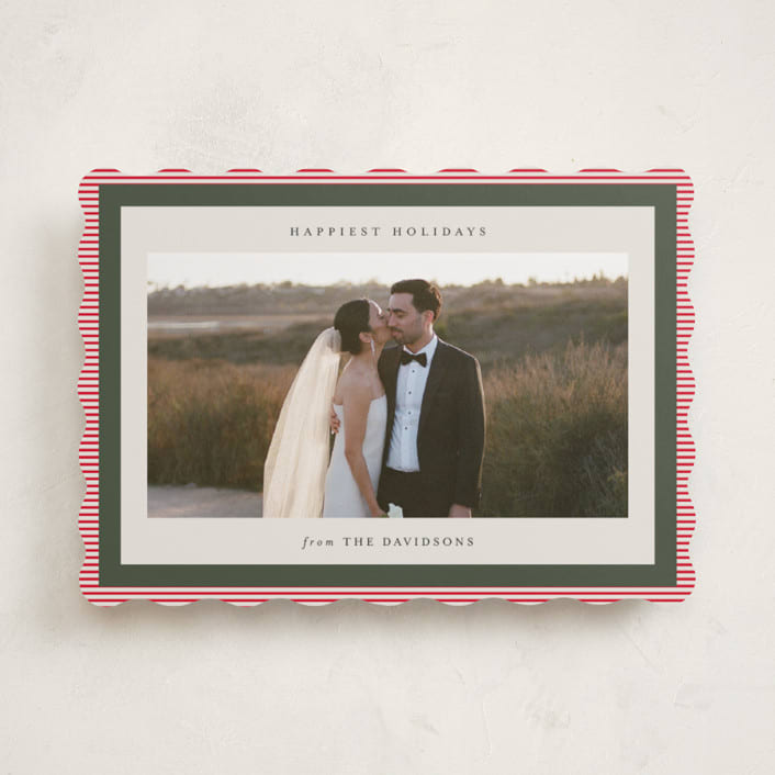 "Modern striped frame" - Holiday Cards in Candy Cane by Jackie Crawford - Front