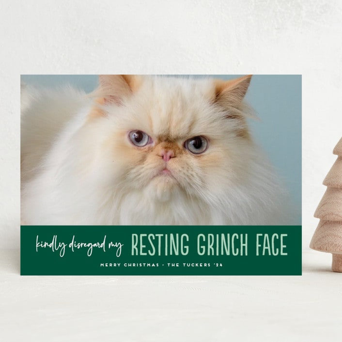 "Grinch Face" - Holiday Cards in Noble Fir by Erica Krystek - Front