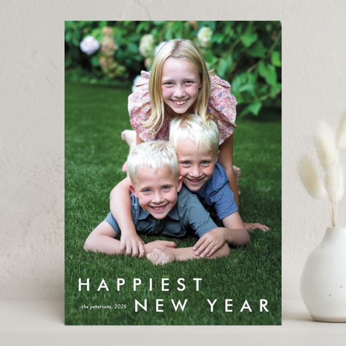 "Happy moments" - Holiday Cards in Cotton by Stacey Meacham - Front