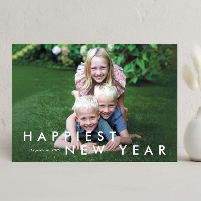 "Happy moments" - Holiday Cards in Cotton by Stacey Meacham - Front
