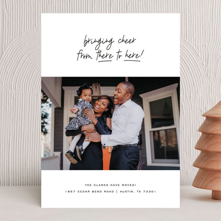 "There to Here" - Holiday Cards in Coal by Jessica Corliss - Front