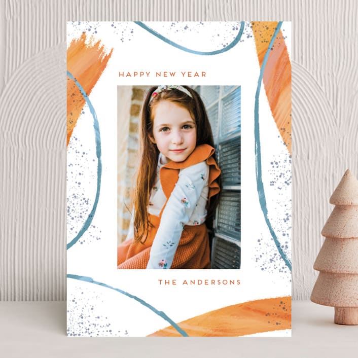 "Brushstrokes of cheer" - Holiday Cards in Caramel by Alexandra Dzh - Front