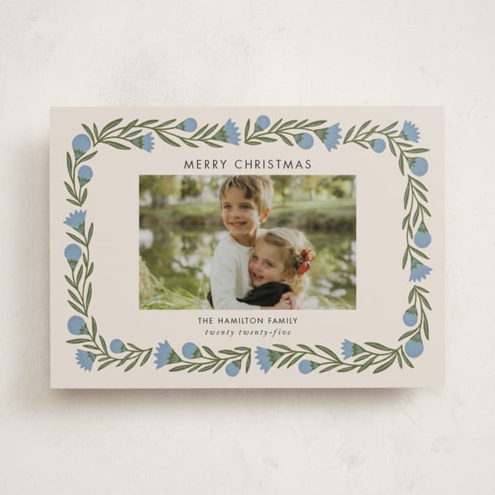 "wreath wrap" - Holiday Cards in Blue Spruce by Jen Owens - Front