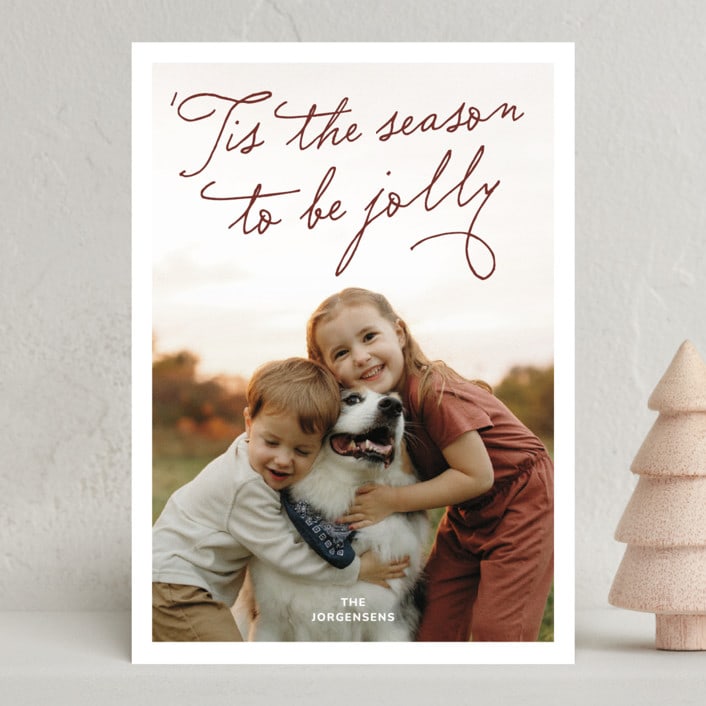 "Jolly Time" - Holiday Cards in Burgundy by Inkblot Design - Front