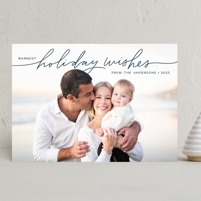 "Scripty Holiday Wishes" - Holiday Cards in Midnight Clear by Kristen Magee - Front