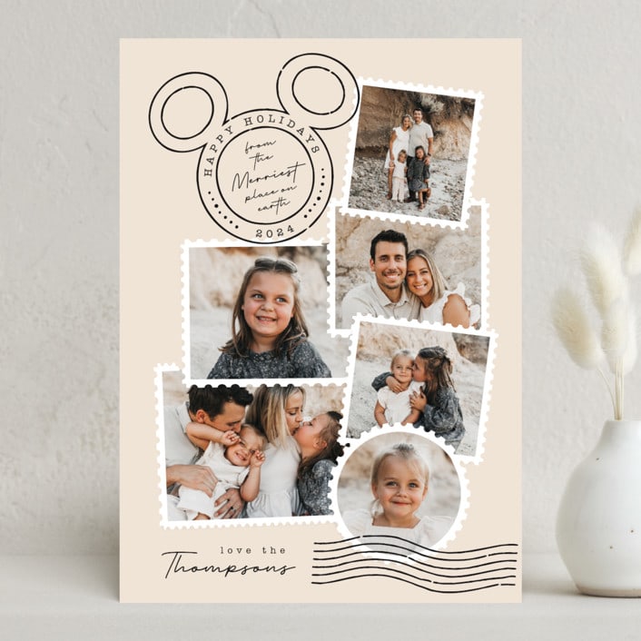 "Disney's Mickey Vintage Postable" - Holiday Cards in Coal by Kamala Nahas - Front
