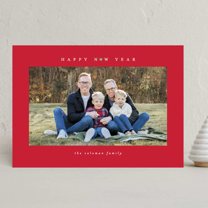 "Disney Mickey Mouse Minimalist Mickey" - Holiday Cards in Santa by Angela Garrick - Front