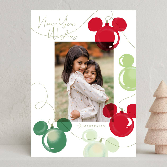 "Disney Mickey Lights" - Holiday Cards in Moss by Baumbirdy - Front