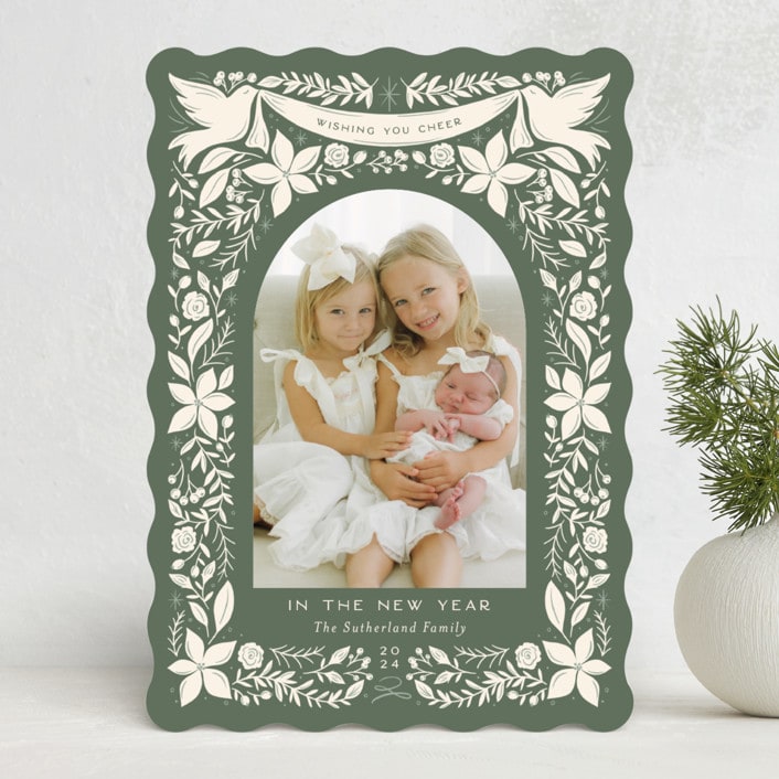 "Heaven and Nature Sing Frame" - Holiday Cards in Pine by Erin German - Front