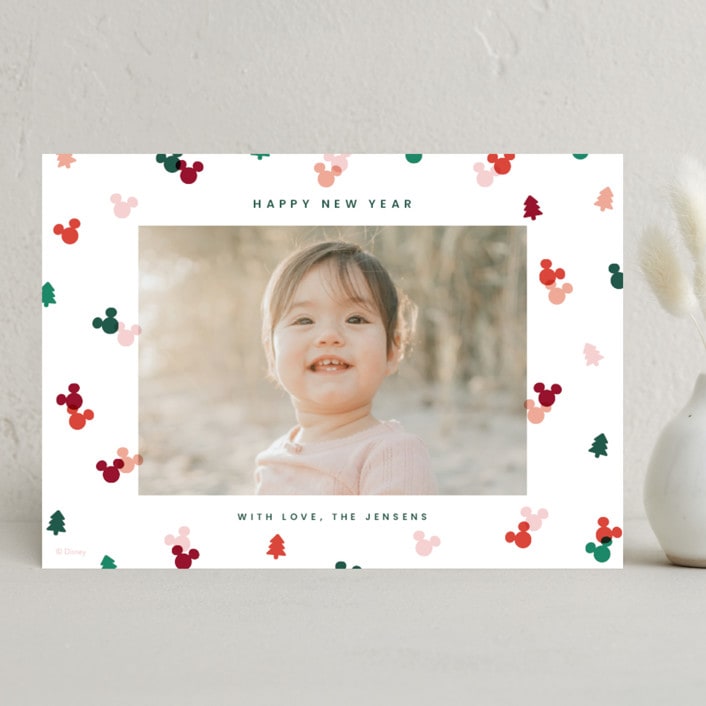 "Disney's Mickey Confetti" - Holiday Cards in Cherry by Ellen Schlegelmilch - Front