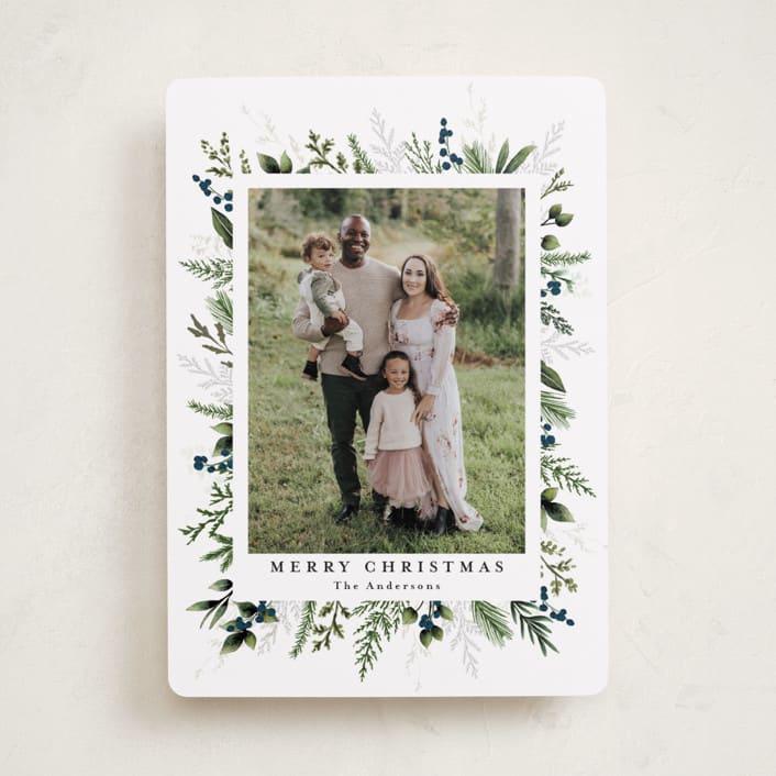 "Classic Greenery" - Holiday Cards in Winter Berry by Susan Moyal - Front