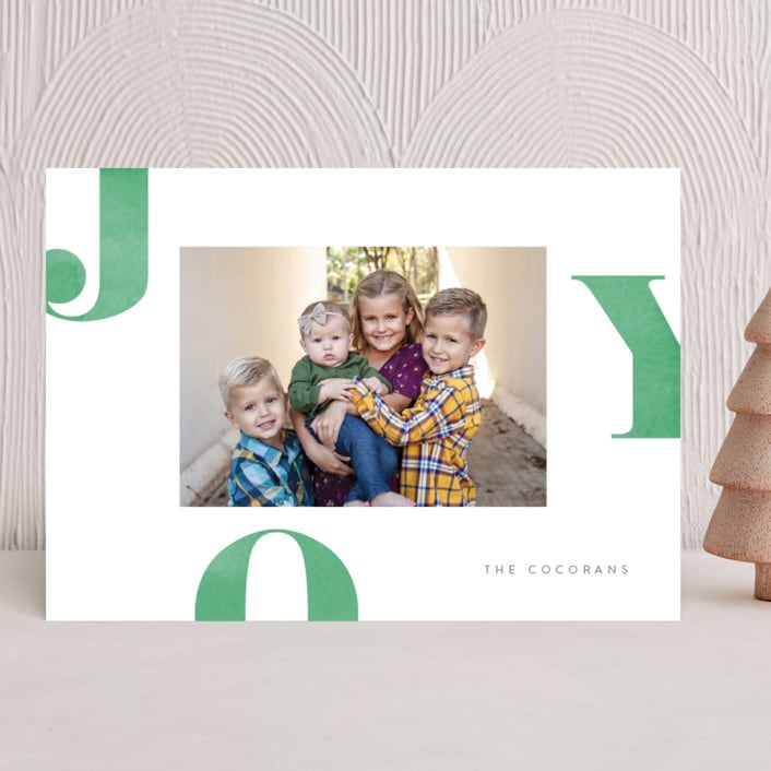 "Letters of Joy" - Holiday Cards in Spruce by Jessica Maslyn - Front