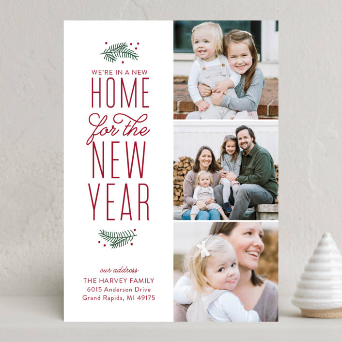 "Our New Holiday Home" - Holiday Cards in Burgundy by Sarah Brown - Front