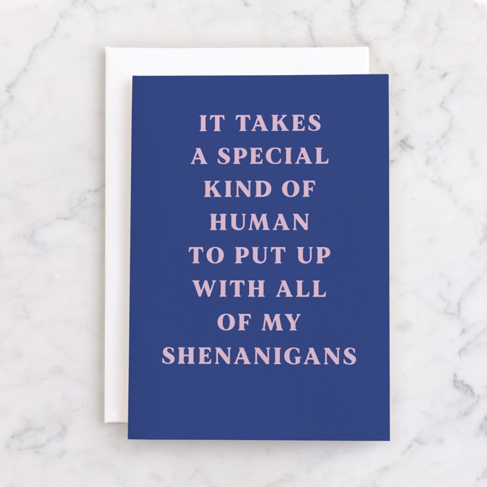 "Shenanigans" - Single Greeting Cards in Navy by Kacey Kendrick Wagner - Front
