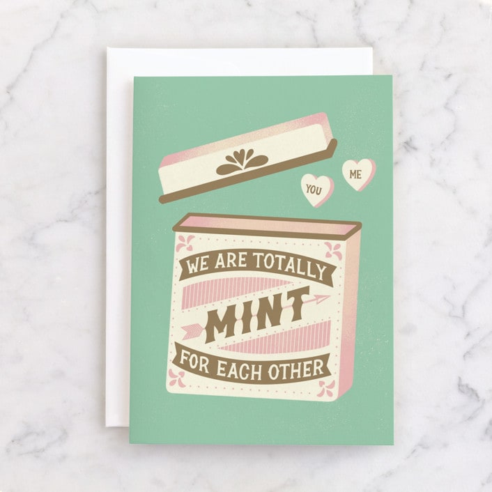 "We Are Mint For Each Other" - Single Greeting Cards in Mint by Jess Miller Draws - Front