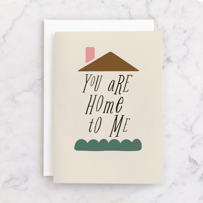 "Home to Me" - Single Greeting Cards in Beige by Morgan Kendall - Front