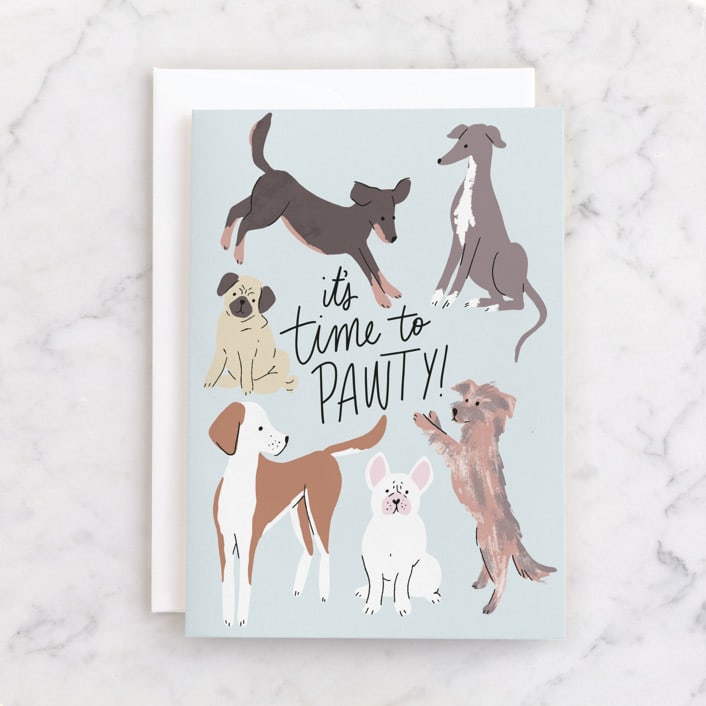 "Pup Party" - Single Greeting Cards in Sky by Everett Paper Goods - Front