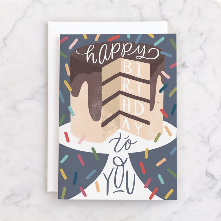 "Cake Stand" - Single Greeting Cards in Navy by Alethea and Ruth - Front
