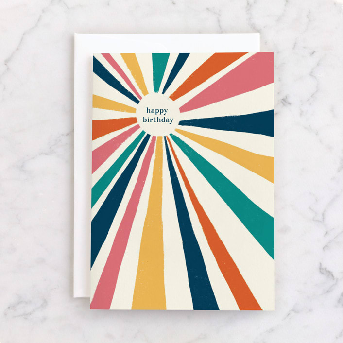 "Vintage Sunburst" - Single Greeting Cards in Rainbow by Kristen Knechtel - Front