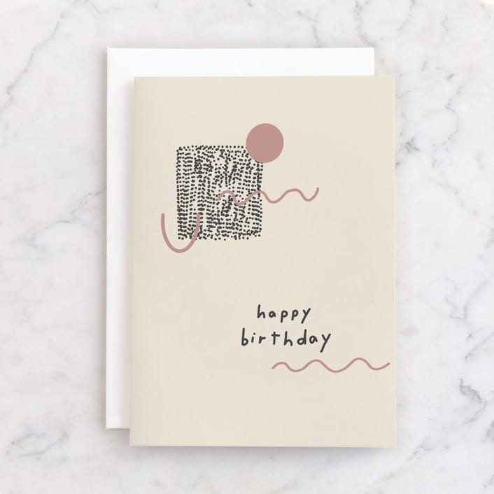 "Happy Birthday Abstract Modern" - Single Greeting Cards in Cream by Half Pint Studio - Front