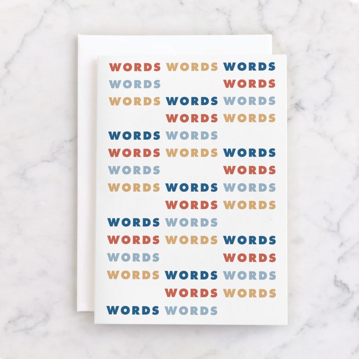 "words words words" - Single Greeting Cards in Royal by Kamala Nahas - Front