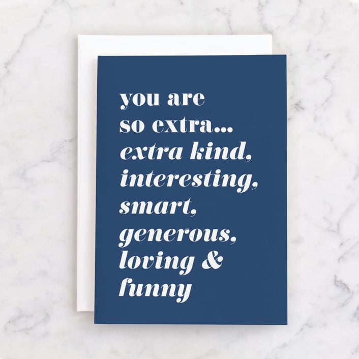 "So Extra" - Single Greeting Cards in Navy by Karen Kaul - Front