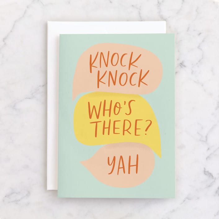 "Knock Knock Birthday" - Single Greeting Cards in Mint by Alicia Schultz - Front