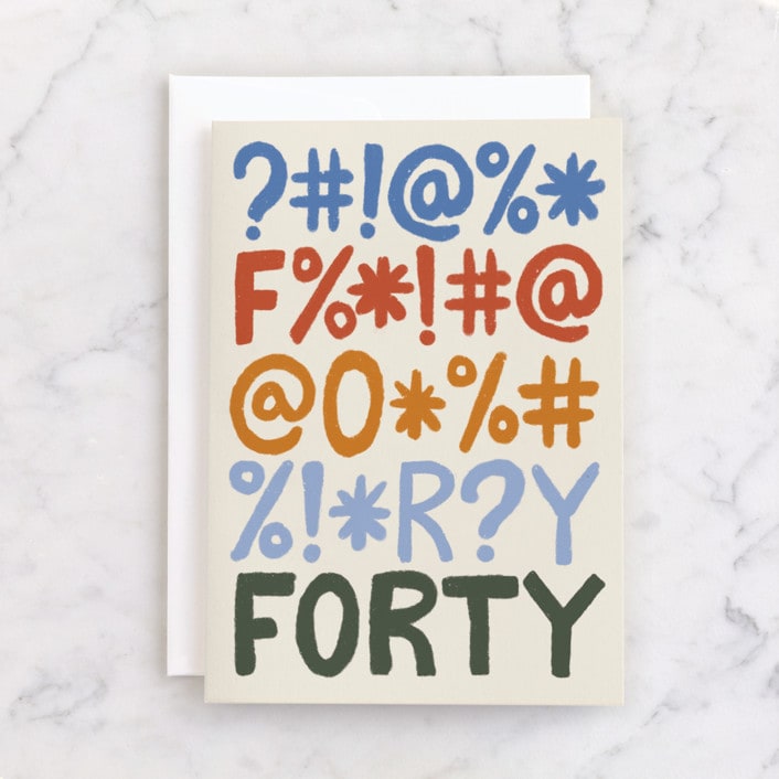 "F is for Forty" - Single Greeting Cards in Eggshell by 2birdstone - Front