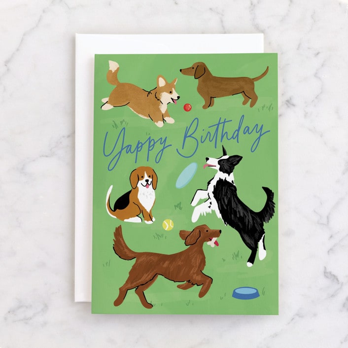 "Pawsome Dogs" - Single Greeting Cards in Grass by Everett Paper Goods - Front
