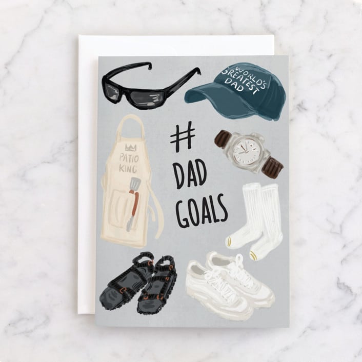 "# Dad Goals" - Single Greeting Cards in Slate by Shiny Penny Studio - Front