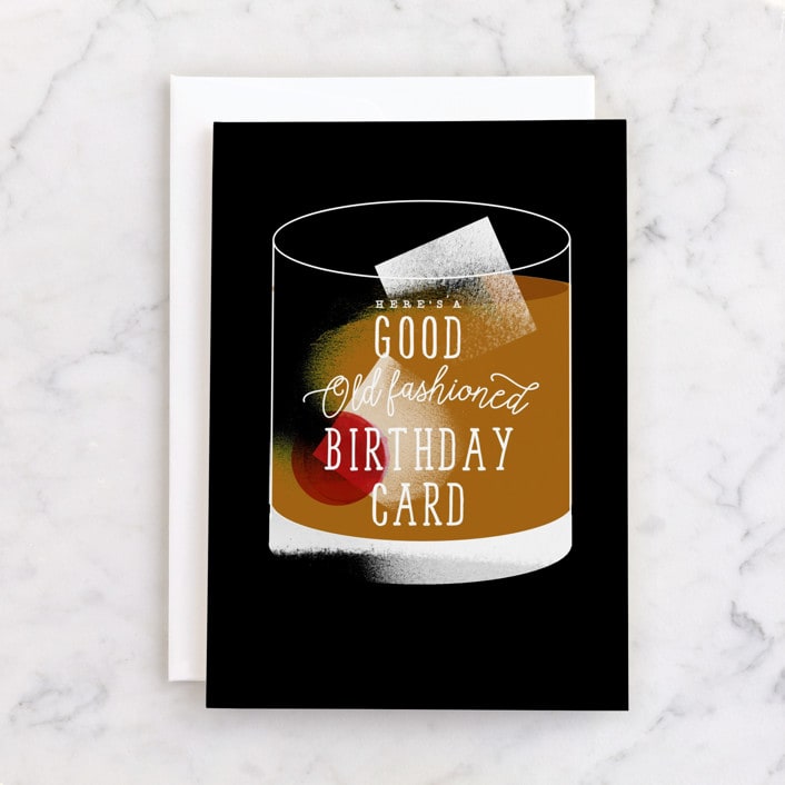 "Old Fashioned Birthday Card" - Single Greeting Cards in Sepia by Baumbirdy - Front