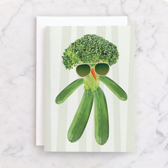 "Broccoli Fart" - Single Greeting Cards in Broccoli by Kamala Nahas - Front