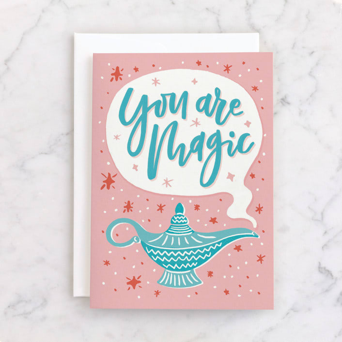 "You are Magic" - Single Greeting Cards in Pink by Stacy Kim - Front