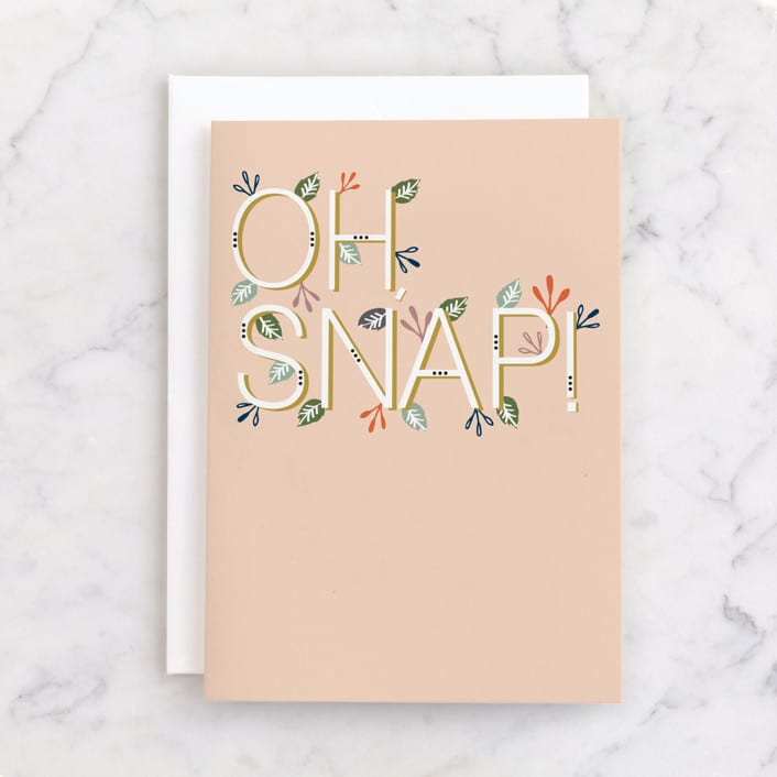 "Glowing Garden" - Single Greeting Cards in Peach by Lisa Samartino Design - Front
