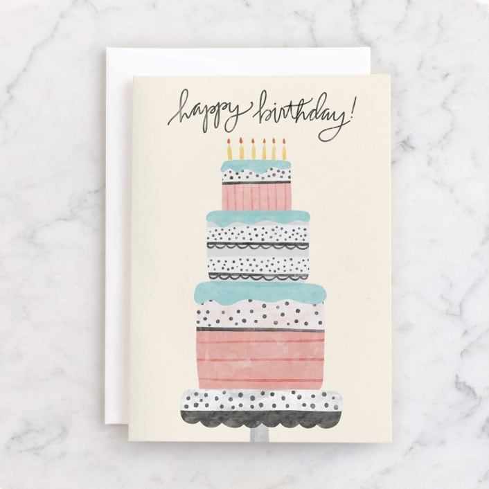 "Pastel Birthday Cake" - Single Greeting Cards in Blush by Noonday Design - Front