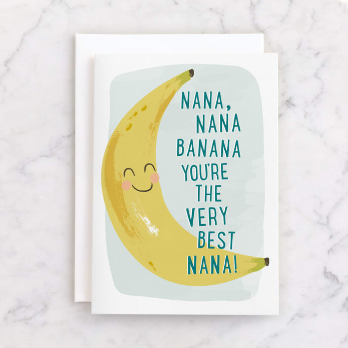 "nana nana banana" - Single Greeting Cards in Banana by Karidy Walker - Front
