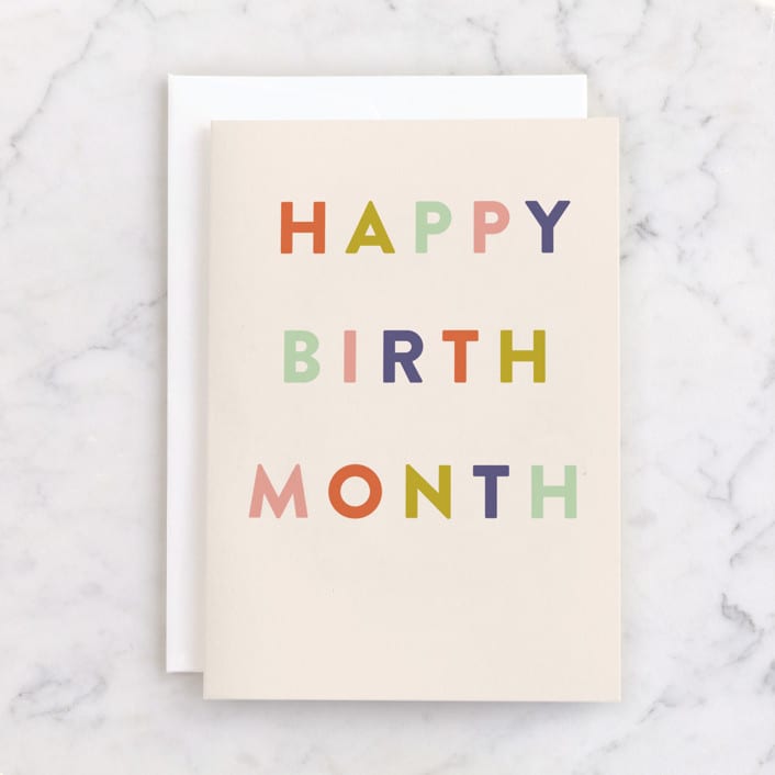 "Birth Month" - Single Greeting Cards in Poppy by Pixel and Hank - Front