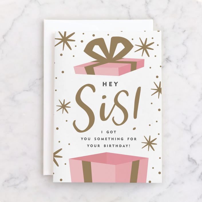 "Gift" - Single Greeting Cards in Blush by Oma N. Ramkhelawan - Front