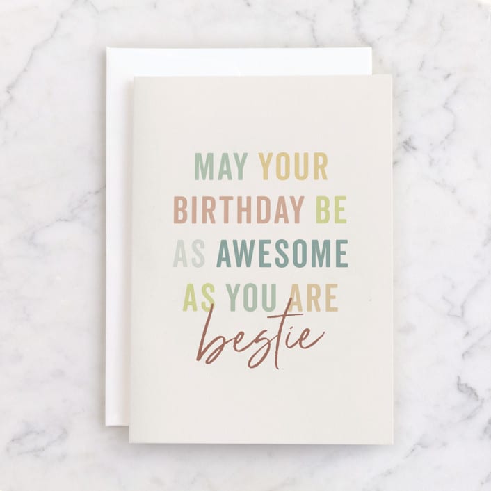 "Bestie" - Single Greeting Cards in Sage by Sara Hicks Malone - Front