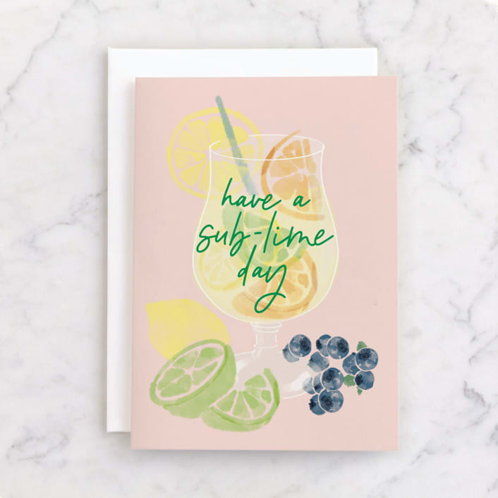 "Sublime" - Single Greeting Cards in Blush by Tamara Hilje - Front