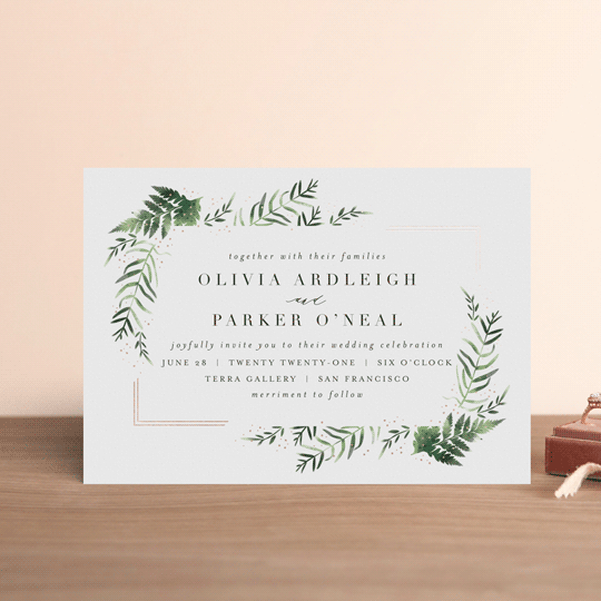 "Framed in Ferns" - Wedding Invitations in Petal by Kristie Kern - Front