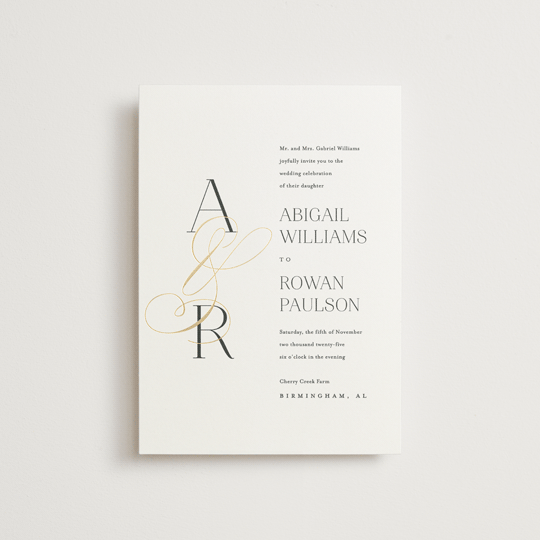 "Initialed" - Wedding Invitations in Chantilly by Jessica Williams - Front