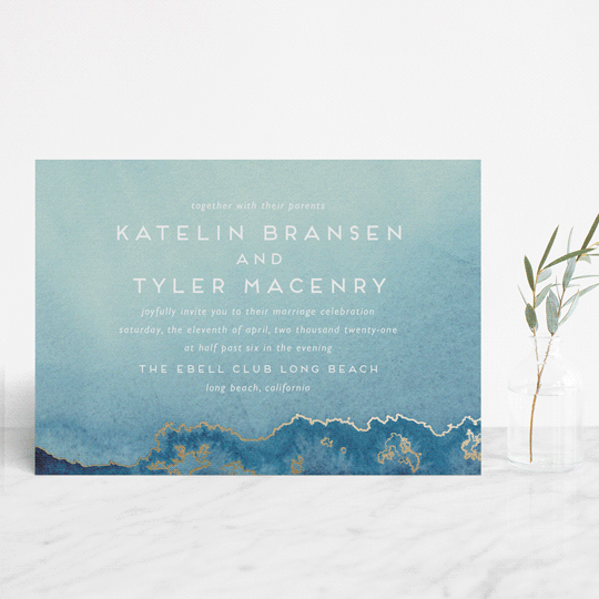 "Sea Crest" - Wedding Invitations in Turquoise by Kaydi Bishop - Front