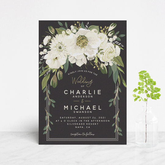 "Garden Blooms" - Wedding Invitations in Ivory by Susan Moyal - Front