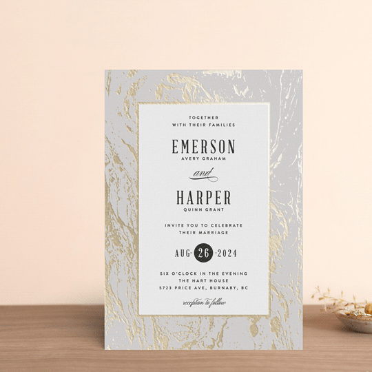 "Modern Marble" - Wedding Invitations in Cloud by Kelly Schmidt - Front