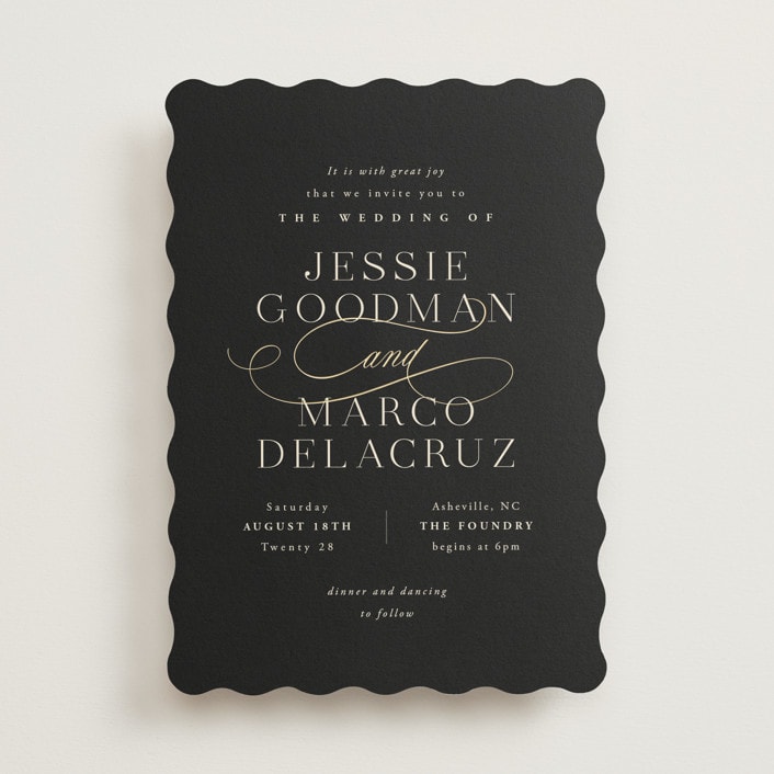 "Black Tie Affair" - Wedding Invitations in Onyx by Hooray Creative - Front