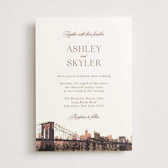 "Brooklyn Bridge" - Wedding Invitations in Chiffon by Cass Loh - Front