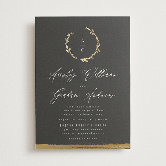 "Panache" - Wedding Invitations in Onyx by Kristie Kern - Front