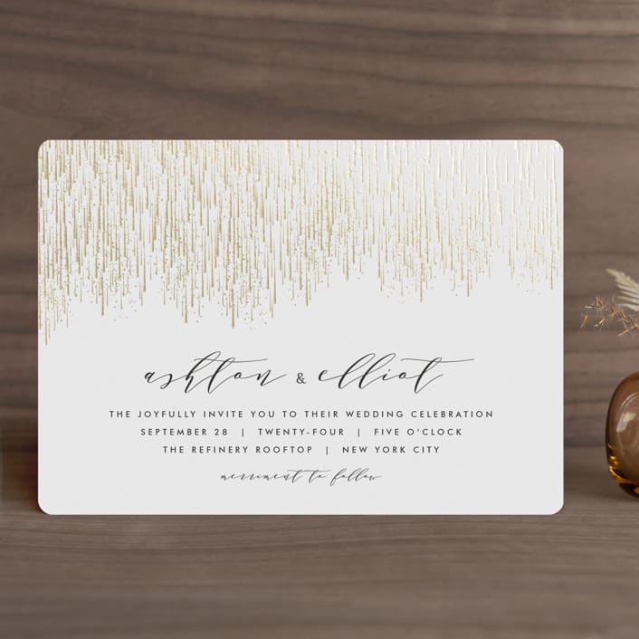 "Sparkle + Shine" - Wedding Invitations in Golden by Kristie Kern - Front