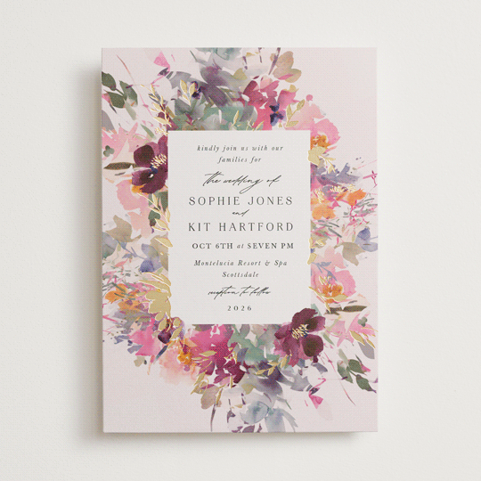 "Fleur" - Wedding Invitations in Blush by Lori Wemple - Front